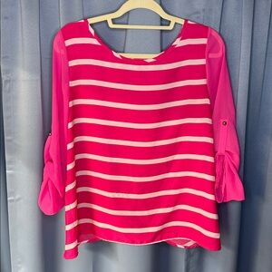 Pink and White Striped Blouse